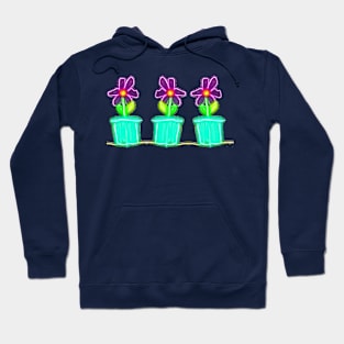 Neon Potted Flowers Hoodie